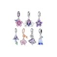 thumbnail image 1 of 1 PC 925 Sterling Silver Flower Pendant Charms Lotus Rose Charms For Women Girl Bracelet And Necklace DIY Fine Jewelry, 1 of 1