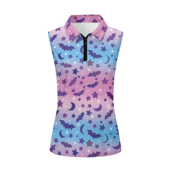 Whosucclay Bat Golf Shirts for womens, Soft Womens Golf Shirt Casual Fashion Sleeveless Golf Shirt