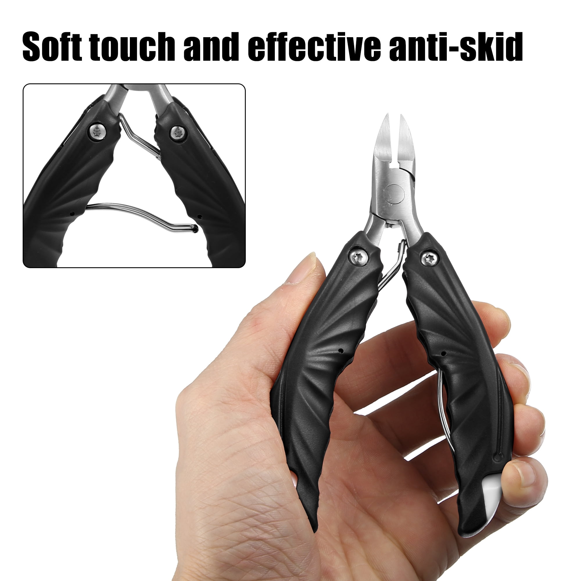 Unique Bargains Stainless Steel Toenail Clippers for Thick Nails Black