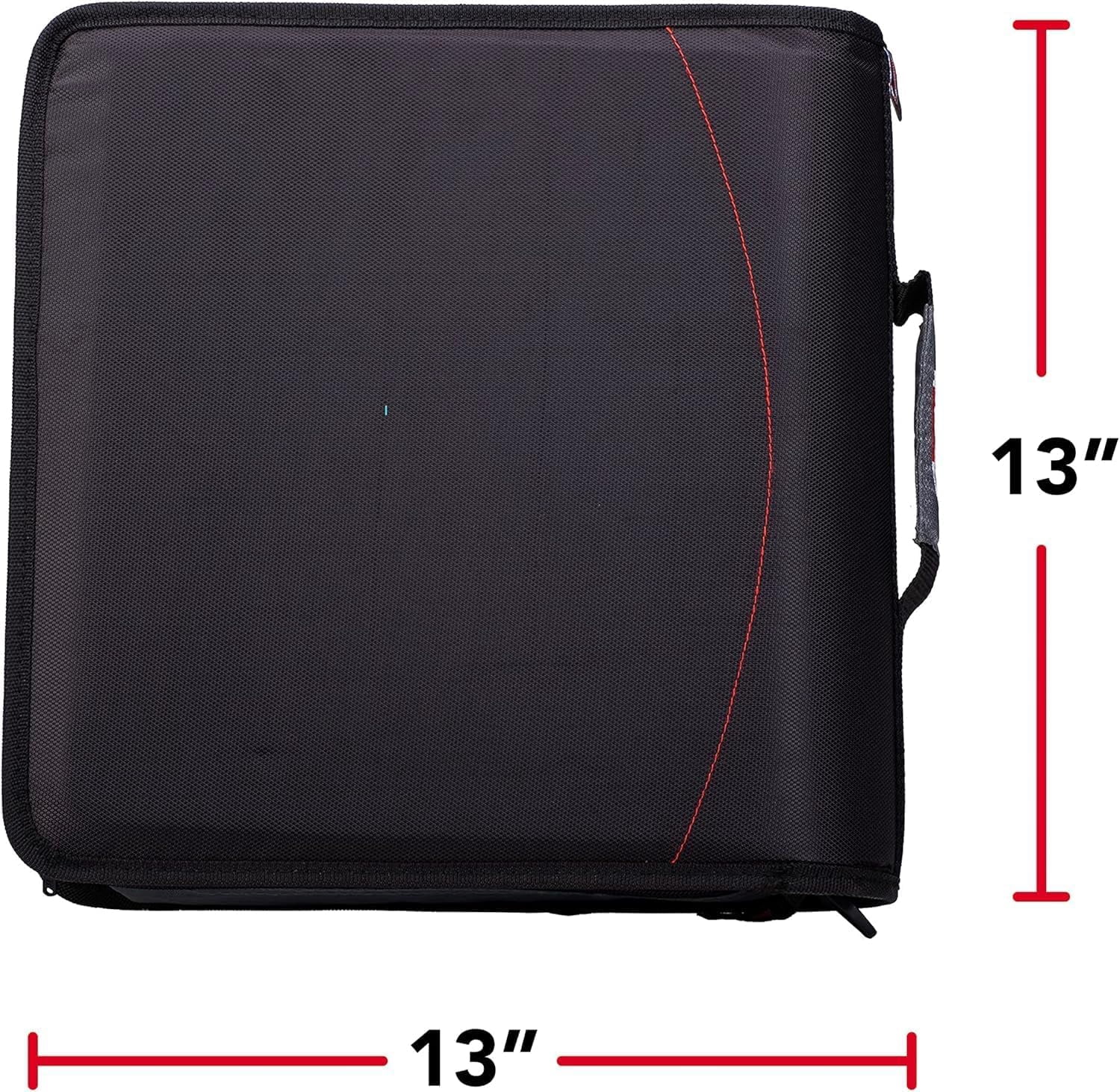 Case-it The Mighty Zip Tab Zipper Binder - 3 Inch O-Rings - 5 Color Tab Expanding File Folder - Multiple Pockets - 600 Sheet Capacity - Comes with Shoulder Strap - Black D-156-B (3Pack)
