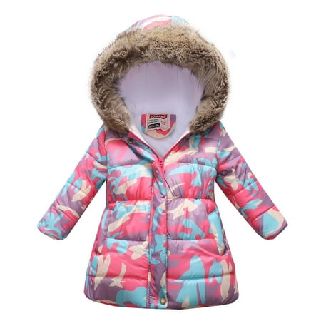

Kids Jackets for Girls Boys Toddler Baby Cartoon Jacket Hoodies Winter Windproof Plush Collar Coat Outwear