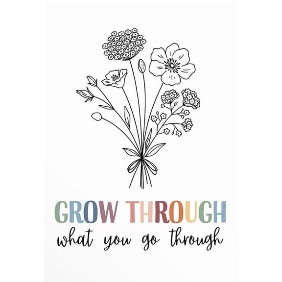 Grow Through What You Go Through Poster - Mental Health Poster - Print Positive Wall Art Self Love Quote - Inspirational Motivational Life Care Recovery Gift poster