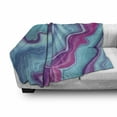 thumbnail image 3 of Marble Print Soft Flannel Fleece Throw Blanket, Abstract Color Formation Wavy Aqua Pink Lines Agate Slab Mineral Geographic, Cozy Plush for Indoor and Outdoor Use, 70" x 90", Aqua Pink, by Ambesonne, 3 of 6