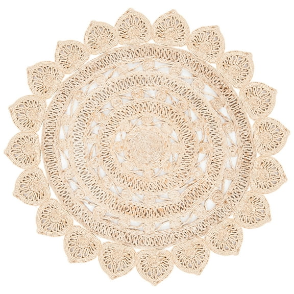 SAFAVIEH Natural Fiber Griselda Geometric Area Rug, Natural, 5' x 5' Round