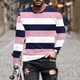 thumbnail image 1 of Blusas y camisas de manga larga con cuello redondo para hombre, blusa informal de manga larga con cuello redondo y estampado de rayas, blusa de poliéster para hombre, 1 of 5