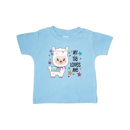 

Inktastic My Tía Loves Me- cute and happy llama Gift Baby Boy or Baby Girl T-Shirt