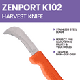 thumbnail image 4 of Zenport K102 Harvest Utility Knife - Curved, Serrated, 3 Inch Stainless Steel Blade, Orange, 4 of 5