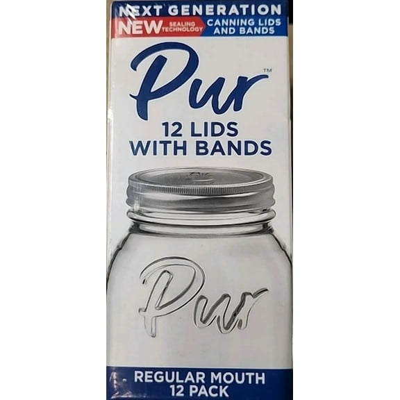 12 Pack Pur Mason Canning Jar Lids And Bands Set - Regular Mouth Preserving