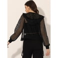 thumbnail image 3 of Chaqueta bomber Allegra K Mujer Manga Larga Con Cremallera Malla Pura Negro, 3 of 5