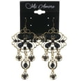 thumbnail image 2 of Heart Flower Dangle-Earrings With Bead Accents Black & Gold-Tone Colored #5207, 2 of 2