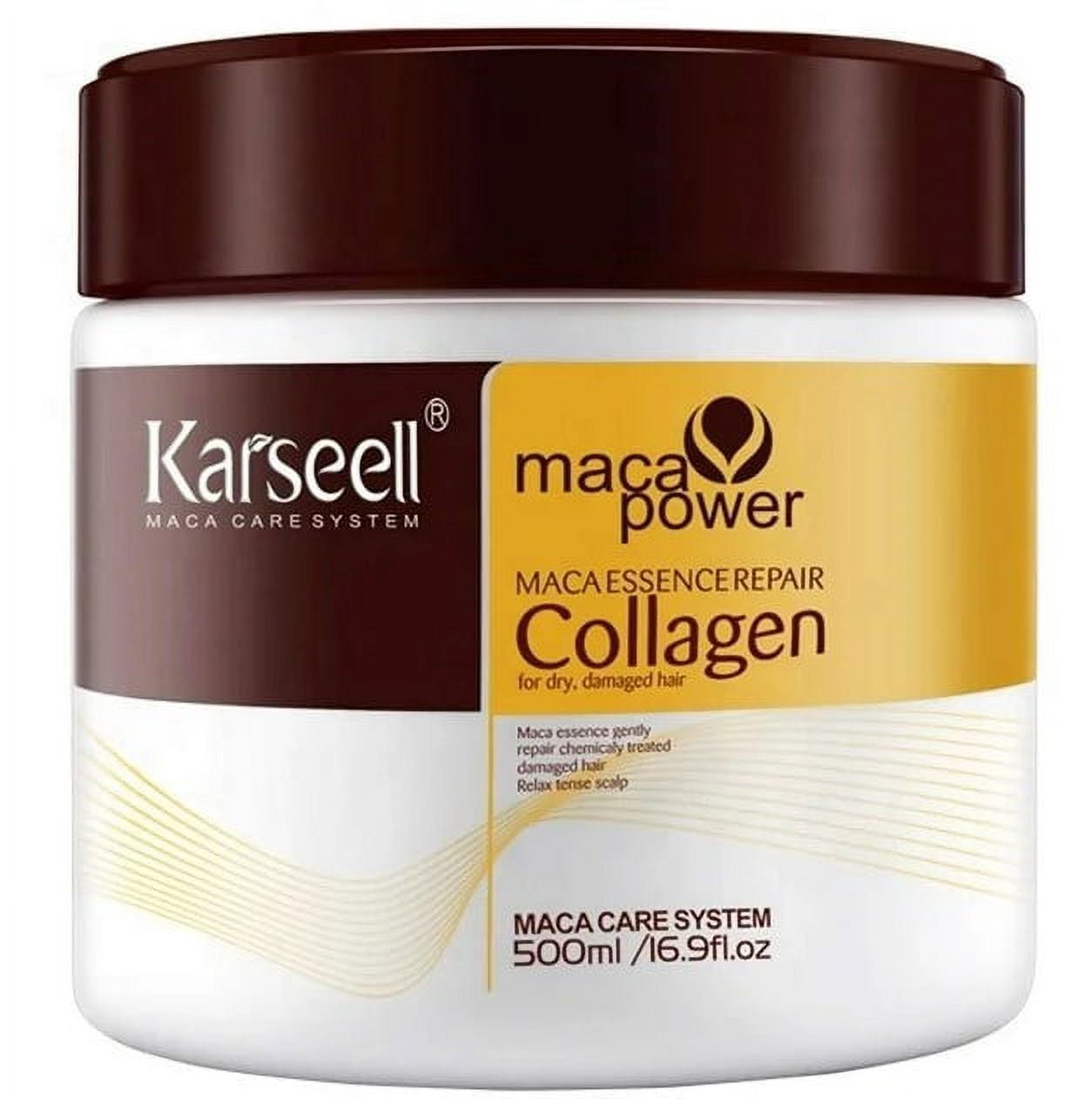 Karseell Collagen Hair Treatment Deep Repair Conditioning Argan Oil Collagen Hair Mask Essence for Dry Damaged Hair All Hair Types 16.90 oz 500ml