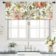 thumbnail image 2 of Flower Floral Kitchen Curtain Valance 54W x 18L Inch Vintage Blossom Plant Botanical Beige Spring Boho Retro Rod Pocket Short Cafe Small Window Treatment Drapes Decor, 2 of 6