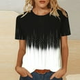 thumbnail image 2 of Sexlip Womens Short Sleeve Blouse Gradient Fringe Style Print Crew Neck Loose Sleeve Soft Fabric Relaxed Silhouette for Casual Outings Black XXL, 2 of 7