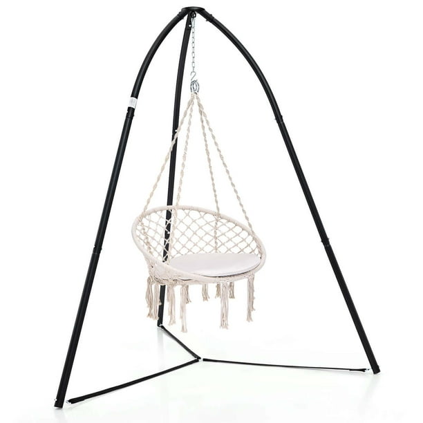 Costway Soporte Para Silla Colgante Con Trípode, Soporte Para Hamaca Con Estructura De Metal Resistente Con Cadena Para Colgar, Para Interiores Y Exteriores Con Capacidad De Peso De 200 Kg