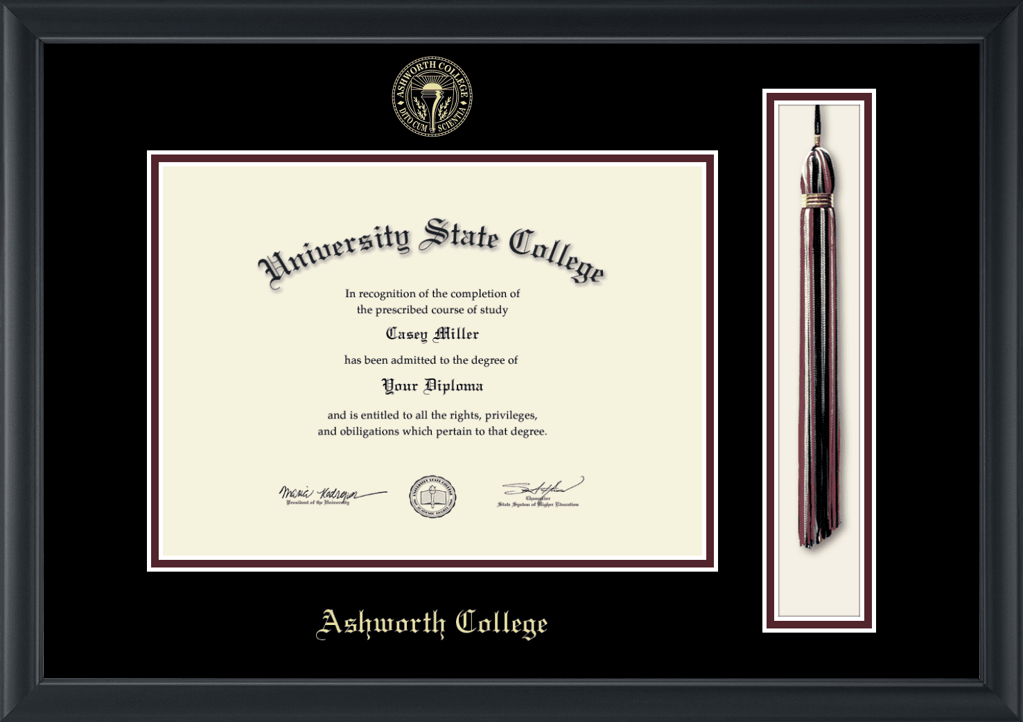 Ashworth College Tassel Diploma Frame, Document Size 11/