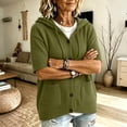 thumbnail image 6 of yillto Womens Short Sleeve Sweater Cardigan with Hooded Button down Casual Loose Knit Coats with Pockets, 6 of 6