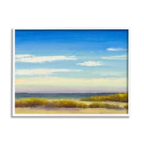 Coastal Beach Vivid Blue Sky Coastal Painting White Framed Art Print Wall Art