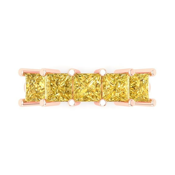 2.5 ctw Wedding Band for Women - 14K Rose Gold Natural Citrine Stackable Eternity Ring