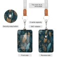 thumbnail image 2 of PU Leather Badge Holder ID Badge Holder with Lanyard for Cards & Credentials Snowflake and Feather Pattern, 2 of 6