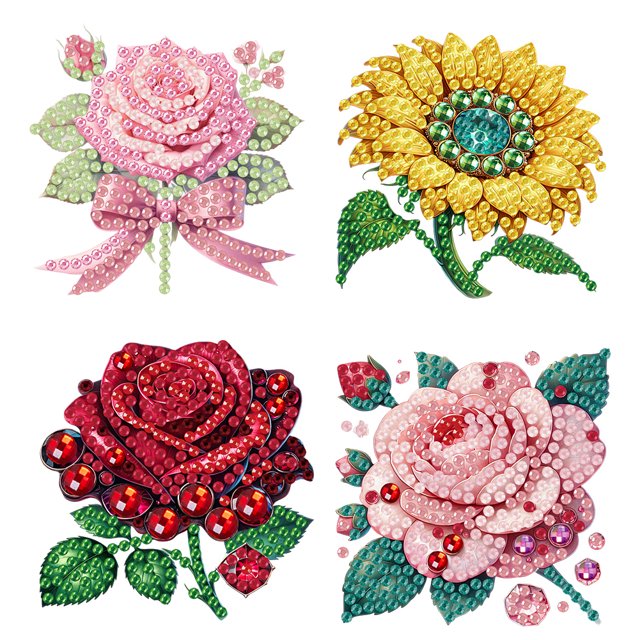 Broche Artístico Con Diamantes Alfileres Pintura 4 Piezas