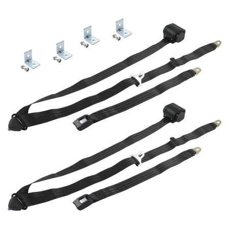 safeTboy Black Retractable Bucket Seat Belt Kit with Bracketry for 1964-1969 Ford GT40 Standard 3 Point - 2 Belts