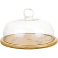 thumbnail image 1 of Elegante cúpula de vidrio para servir postres: cubierta de vidrio transparente resistente, los exhibidores hacen que la comida sea atractiva, base de madera totalmente natural, diseño reutilizable, 1 of 5