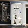 thumbnail image 4 of Holaki 64.56"H 4-Shelf 2 Doors Glass Display Cabinet with LED Light, Lockable Curio Cabinet Collection Multi Lighted Display Case, Floor-Standing Glass Bookshelf for Home Living Room Office (White), 4 of 9