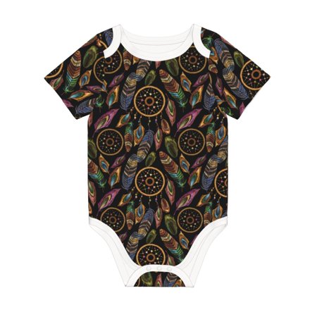 

Matuu Decorative Feathers for Baby Short-Sleeve Bodysuit Soft Cotton Comfortable and Breathable Perfect for Newborns and Infants