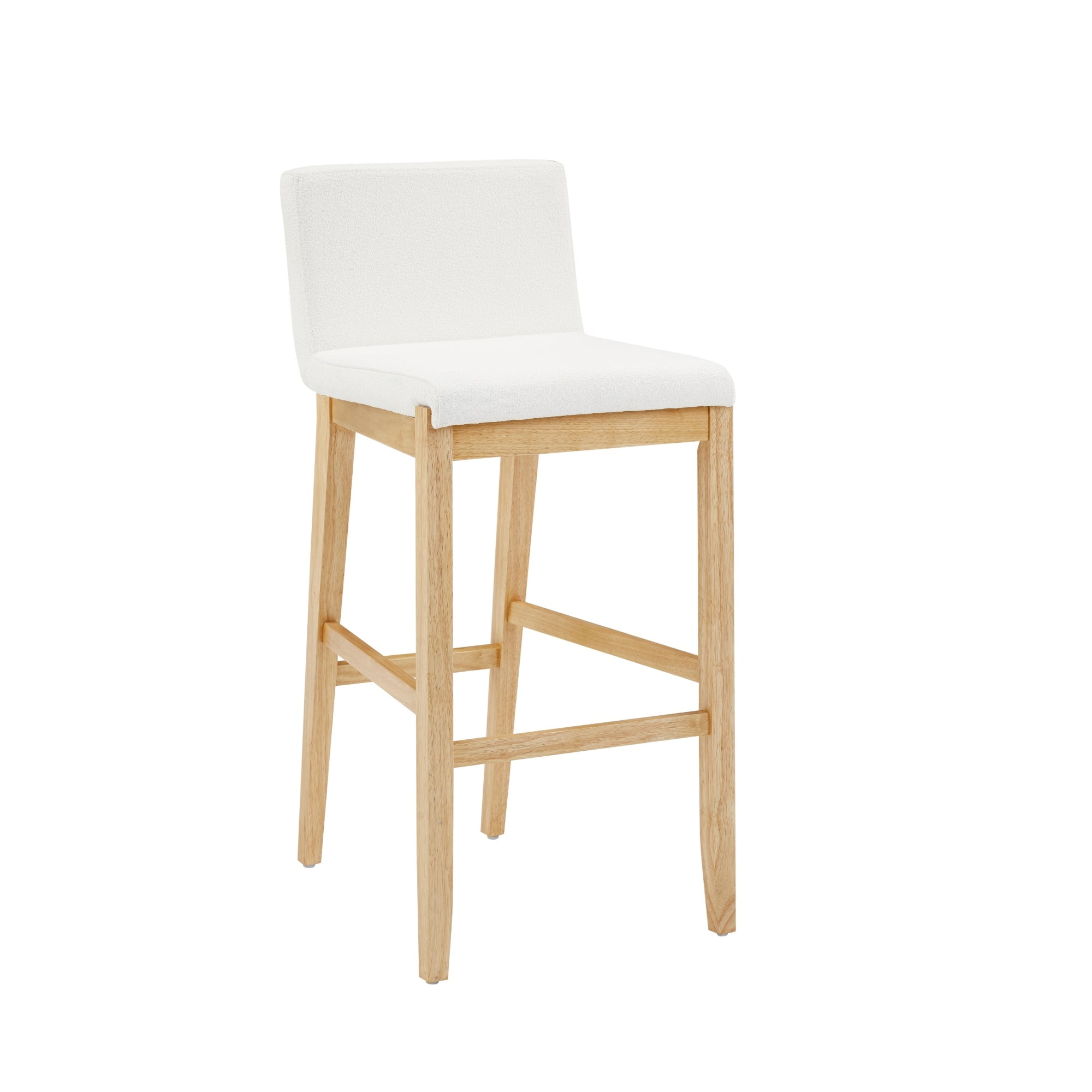 Nathan James Gracie Modern Upholstered Bar Stool, Wooden Bar Stool for Kitchen Island with Boucle Upholstery, Cream Boucle/Warm Pine