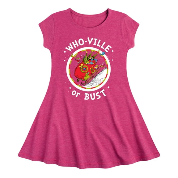 Dr. Seuss The Grinch - Christmas - Who-Ville Or Bust - Toddler & Youth Girls Fit & Flare Dress