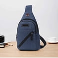 thumbnail image 4 of Bolso Bandolera de Tela Oxford con Múltiples Compartimentos con Cremallera, Correa Ajustable, Orificio para Auriculares, Ligero para Viajes y Exteriores 32x19x6cm Azul Grisáceo, 4 of 6