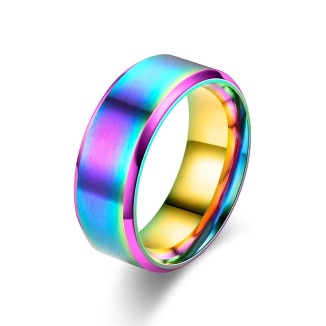 Anillo clásico de tungsteno para hombre y mujer, sortija de acero inoxidable cepillado, 6 colores, 8mm, accesorios de joyería para parejas