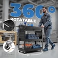 thumbnail image 5 of SOLAURA 3 Tier Rolling Tool Cart on Wheels with Lockable Drawers, 420 LBS Capacity Tool storage Cart with Pegboard and Hooks, Rolling Tool Box for Garage, Warehouse, Workshop and Factory(Black), 5 of 10