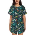 thumbnail image 1 of Balery Christmas Dinosaur colorful Conjunto de Pijama para Mujer con Estampado, Dos Piezas de Manga Corta y Shorts, Ropa de Dormir Suave con Cuello Redondo y Bolsillos-XX-Large, 1 of 6