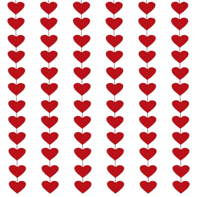 Décoration de Chambre Guirlande de 72 Cœurs Rouges Sans Bricolage Guirlande Suspendue pour la Saint-Valentin Décorations de la Saint-Valentin Anniversaire de Mariage Chemin de Table Décoratif Bannière de Table