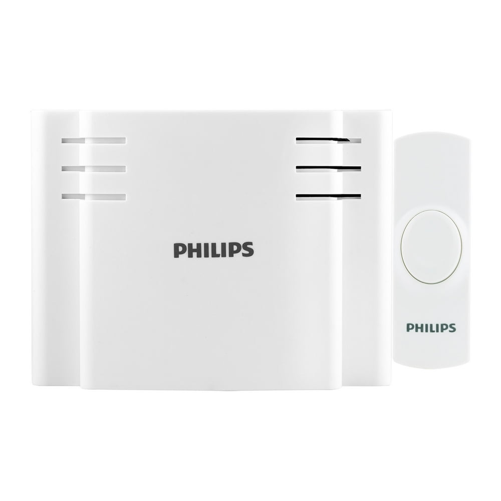 Philips BatteryOperated 8Melody Doorbell Kit, One Push Button, White