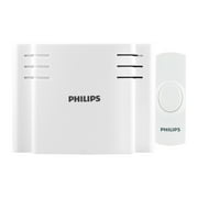Philips Battery-Operated 8-Melody Doorbell Kit, One Push Button, White, DES1180W/27