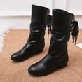 thumbnail image 5 of CYRBOKO Slouch Boots for Women, Low Heel Side-zip Knee High Casual Women's Shoes Black Size 6, 5 of 6