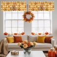 thumbnail image 4 of Fall Gnome Valances for Windows, 54 x 18in, Pumpkin Maple Leaf Yellow Plaid Rod Pocket Kitchen Valance Curtain Light Filtering Window Treatments for Living Room Bedroom, 1 Panel, 4 of 7