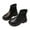 Black, variant on Girls Chelsea Boots Pure Color Back Zipper Lug Sole Ankle Booties Toddler/Little Kid/Big Kid Black 2.5(37)