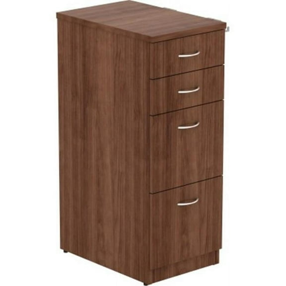 Lorell  Walnut Laminate 4-Drawer File Cabinet - Walnut - 4 Drawers