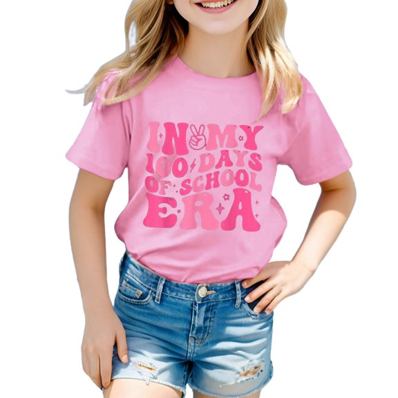 LUOGENLI Girls Tops Size 14-16 Long Sleeve Shirts for Kids Girls Child Short Sleeve Prints T Shirt Trendy Girls Fans Gift Tops Tops for Girls 14-16 Summer Tops for Girls 12-14 140
