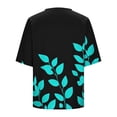 thumbnail image 5 of Njagoc3 Women's Turquoise Leaf Print Button-Down Shirt - Vibrant Nature-Style Summer Casual & Vacation Wear, 5 of 5