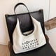 thumbnail image 5 of Bolso de hombro para mujer con bolso de mano con letras bolso de lona para el trabajo compras viajes, 5 of 9