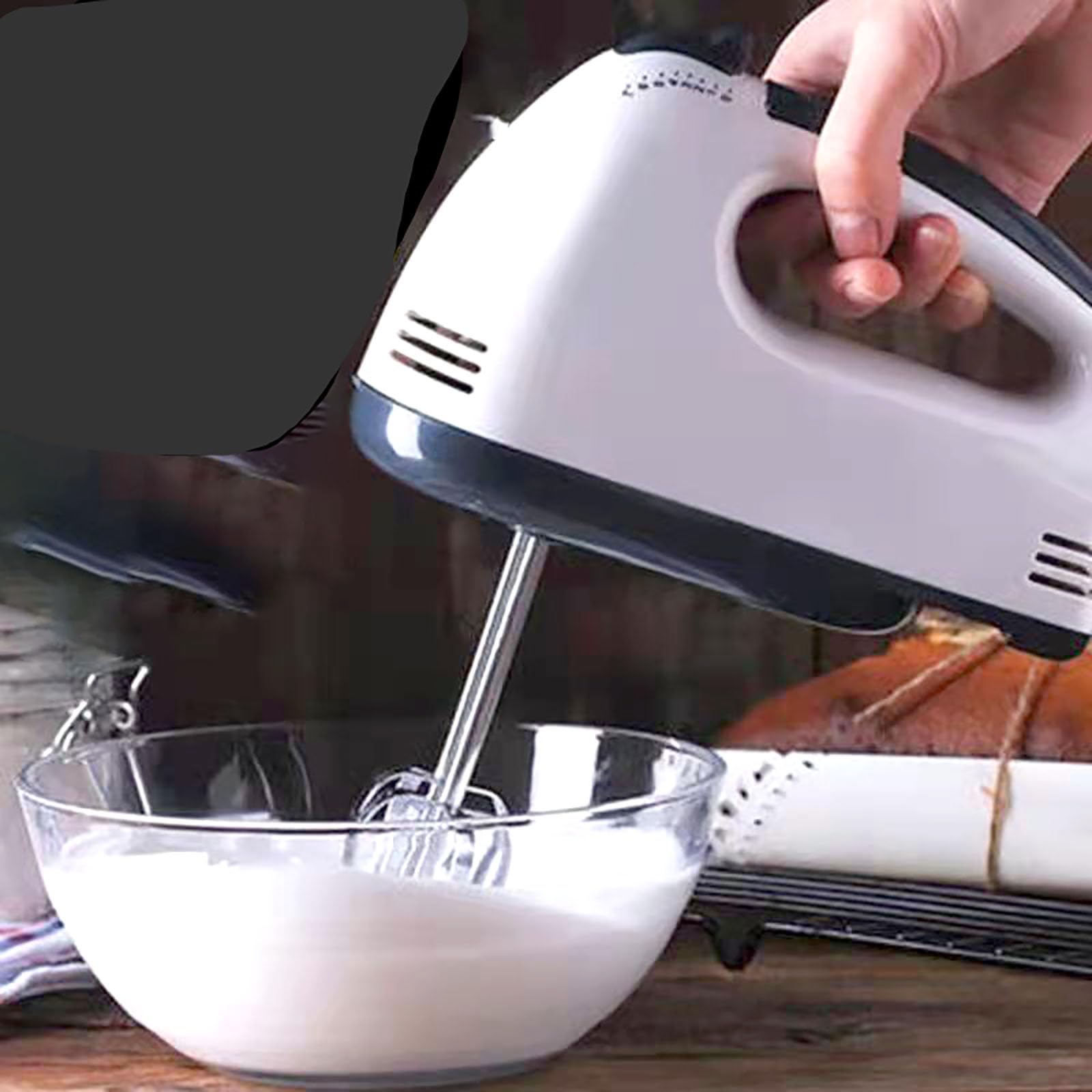 Electric Hand Mixer, 7 Speed Egg and Flour Automatic Mixing with Whisk for Cooking of Bread, Cake (18*8.3cm,Includes two mixing bars, two dough bars)