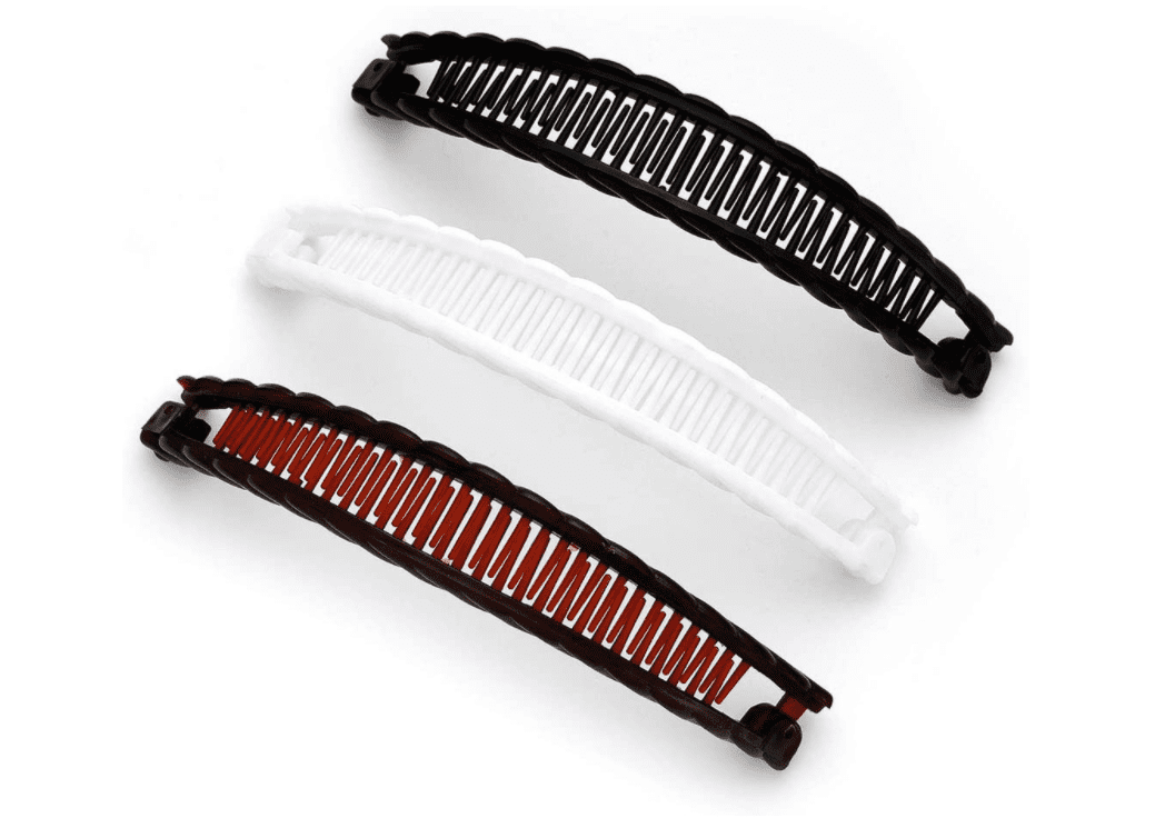 3 Pieces Banana Hair Clips Retro Ponytail Clips for Women's Hair Large Hair Clips for Thick Hair Clamp Comb Tool,Banana Clip Long Barrettes for Women(Brown, White,Black)