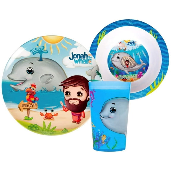 He Loves Me Jonah 3 Piece Mealtime & Dinnerware Kids Gift Set BPA Free
