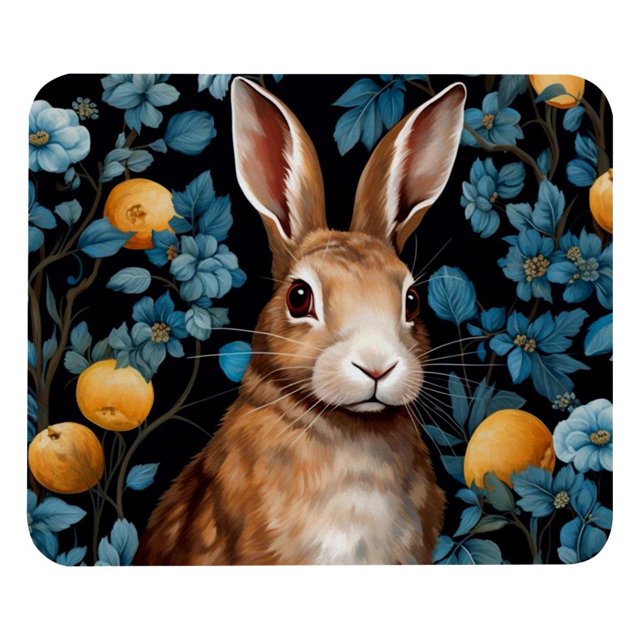 Alfombrilla de ratón azul con diseño de hojas de conejo, cómoda y suave, antideslizante, ideal para aliviar el dolor, ideal para ordenador, portátil, oficina y hogar, 21 x 25 cm.