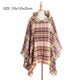 thumbnail image 2 of Capa con capucha a cuadros para mujer, poncho, capa con capucha, chal con borlas, 2 of 5