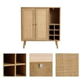 thumbnail image 6 of LuxenHome 35" Tall 2-Door Rattan Light Oak Finish Wood Wine and Storage Cabinet, 6 of 16